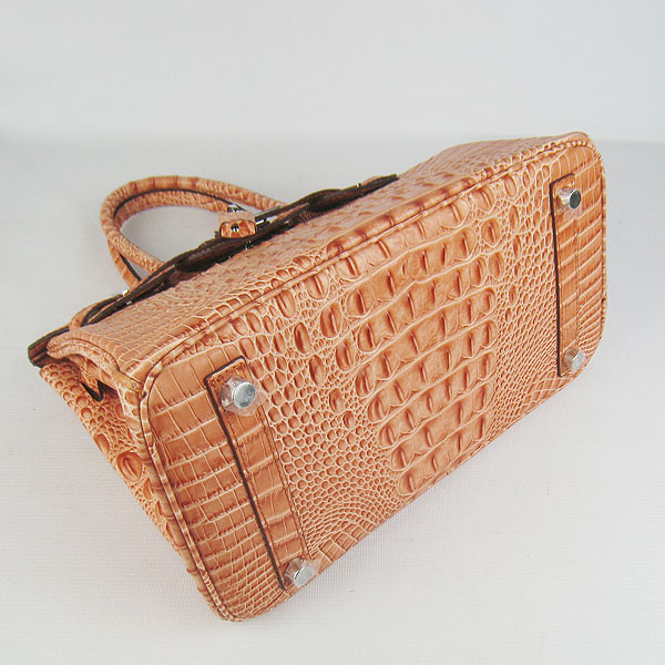 Replica Hermes Birkin 30CM Crocodile Head Veins Bag Orange 6088 On Sale - Click Image to Close